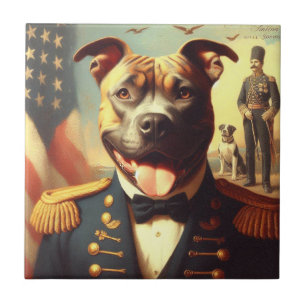 Vintage American Pit Bull Terrier Painting