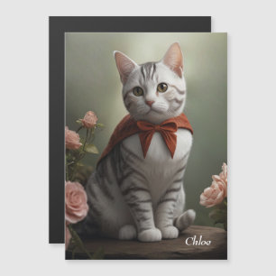 Vintage American Shorthair Kitten com Rosas