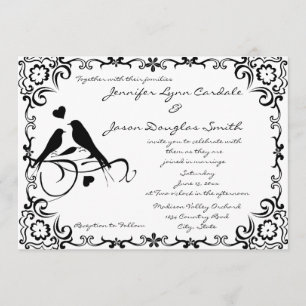 Vintage Amor Pássaros Deslocam Quadro Convite De C