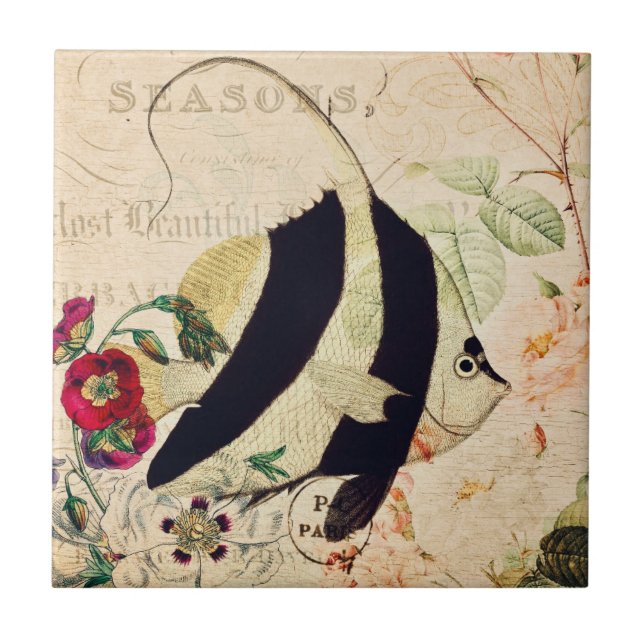 Vintage Angel Fish French Floral (Frente)
