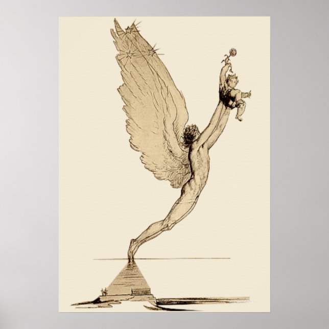Vintage Angel Illustration Poster (Frente)