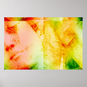 Vintage Angelic Statue Face Grunge Poster