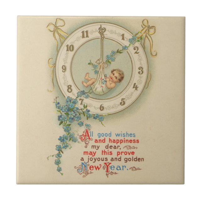 Vintage Anos novos Baby Clock (Frente)