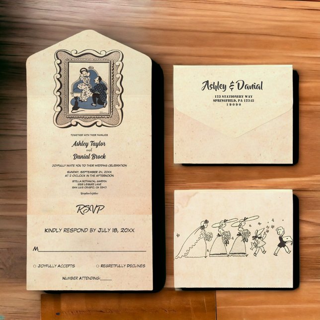 Vintage Antiga Proposta Rustic Retro Casamento (Criador carregado)