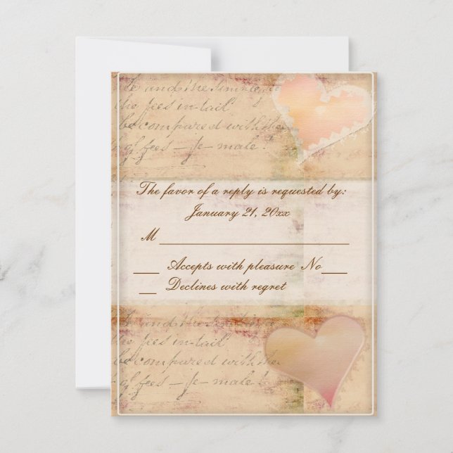 Vintage antigo casamento rsvp (Frente)