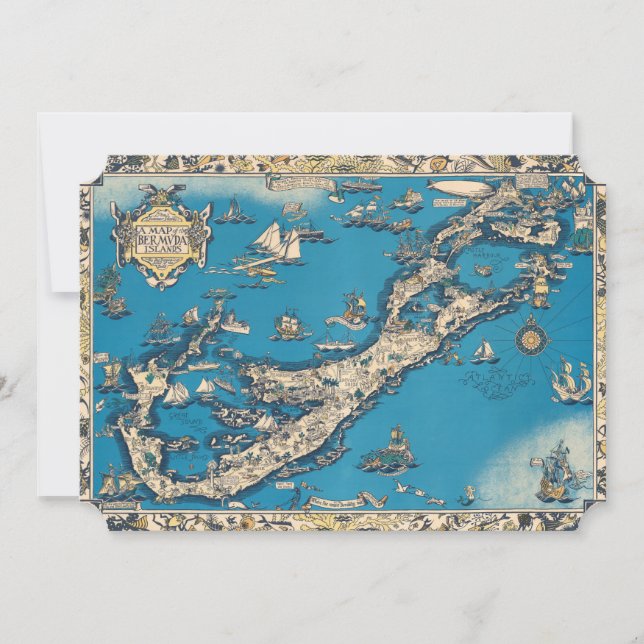 Vintage - Antigo mapa das Ilhas Bermudas (Frente)