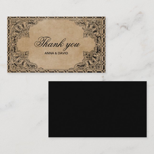 Vintage Antigo Papel Cartões de agradecimentos Rea (Frente/Verso)