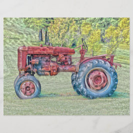 Vintage Antigo Trator de Fazenda Vermelho