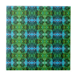 Vintage Antique Arte Azul Verde Nouveau