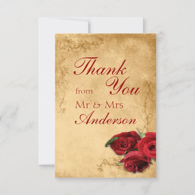 Vintage Antique Caramel Wedsing Cartões de agradec (Frente)