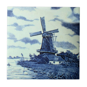 Vintage Antique Delft Blue Azulejo - Moinho