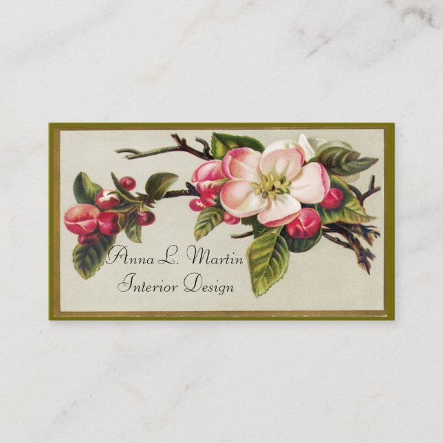 Vintage Apple Blossom, Cartões de visitas (Frente)