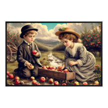 Vintage Apple Harvest Children Poster
