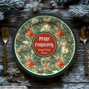 Vintage aquarela pratos de anjos de Natal
