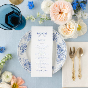 Vintage Arco Desenho Cabelo Azul Menu Casamento