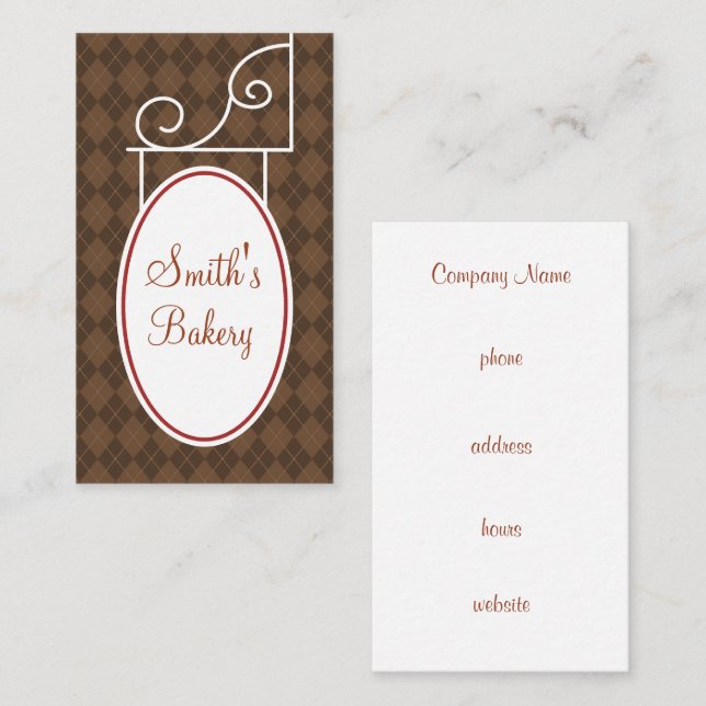 Vintage Argyle Rust Sinal Cartão de visita (Frente/Verso)