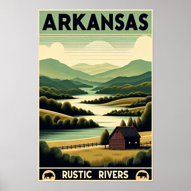 Vintage Arkansas Rustic Rivers Poster (Frente)
