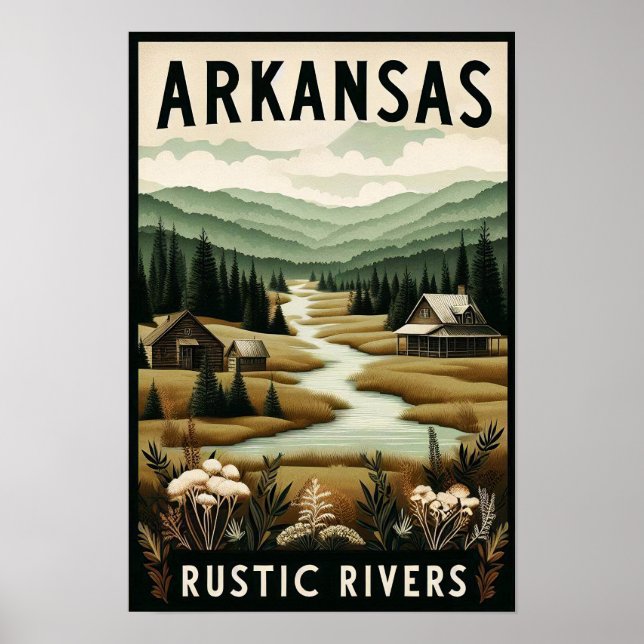 Vintage Arkansas Rustic Rivers Poster (Frente)