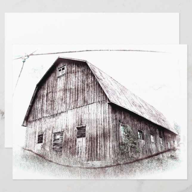 Vintage Art Country Rustic Distress Barn Textura (Frente/Verso)