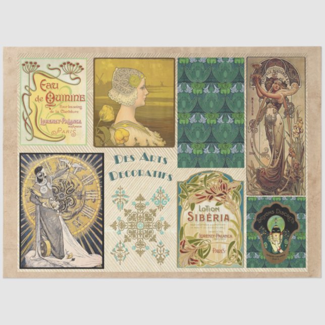 Vintage Art Deco 11 - Papel Tecido de Decoupage (Frente )