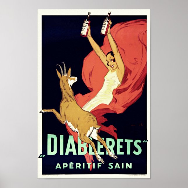 Vintage Art Deco Aperitif Álcool Drink Poster (Frente)