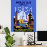 Vintage Art Deco Chicago 1934 Fair Poster<br><div class="desc">Encontrei este belo Poster da Feira Mundial de Chicago de 1934 e achei que seria um cartão postal incrível. Também disponível como impressão de arte.</div>