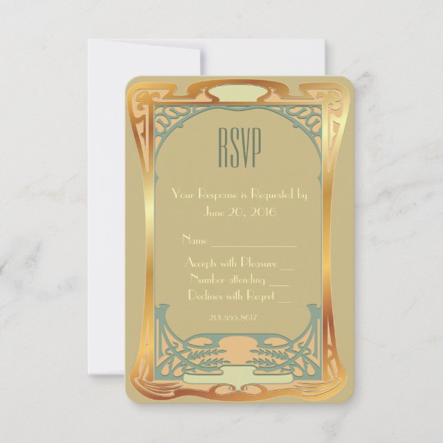 Vintage Art Deco RSVP ~ Gatsby Inscrito (Frente)