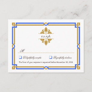 Vintage Art Deco Sapphire e RSVP Dourado