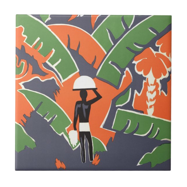 Vintage Art Deco Viagem, Nativo na Selva Africana (Frente)