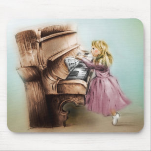 Vintage art mousepad original - Piano Girl