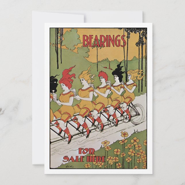 Vintage Art Nouveau, Bicicleta Tandem (Frente)