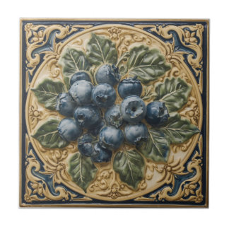 Vintage Art Nouveau Blueberries blue Floral 