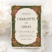 Vintage Art Nouveau Convite Floral Para Casamento
