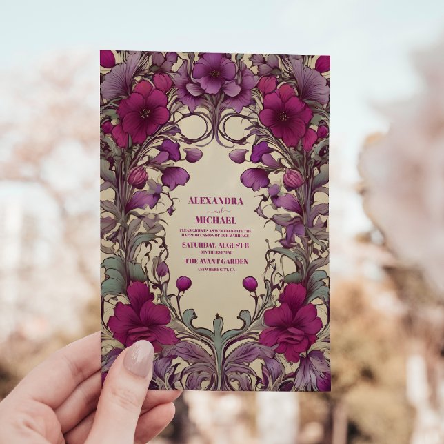 Vintage Art Nouveau Convite Para Casamento (Criador carregado)