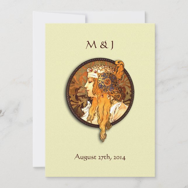Vintage Art Nouveau Convite para Casamento (Frente)