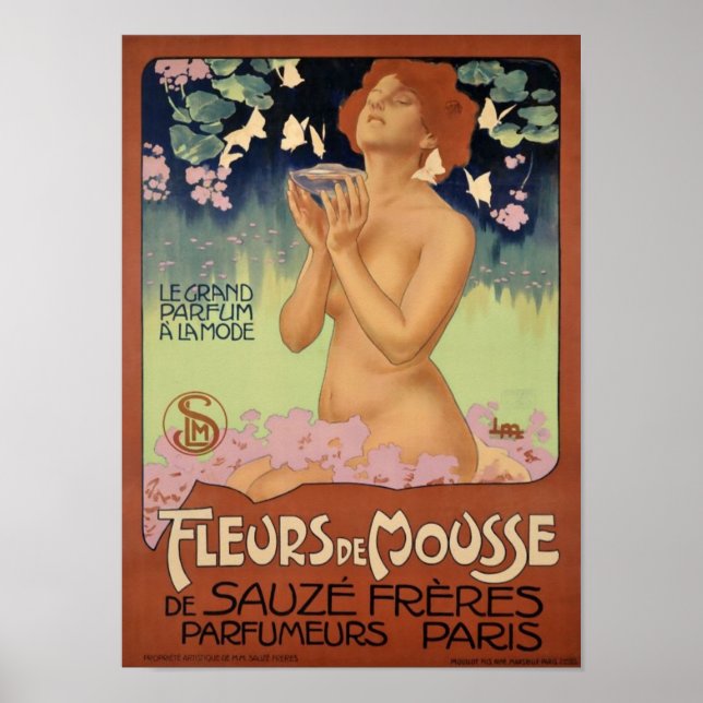 Vintage Art-Nouveau França Paris Perfume Ad Poster (Frente)