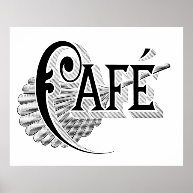 Vintage Art Nouveau French Chic Café Logo Poster (Frente)