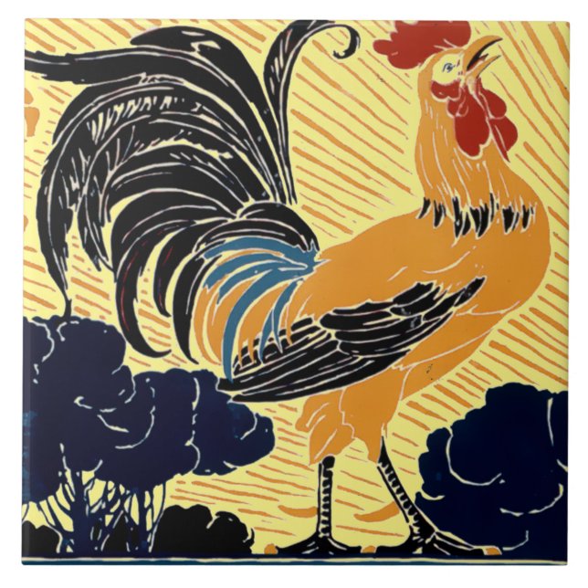 Vintage Art Nouveau Morning Sun Rooster (Frente)