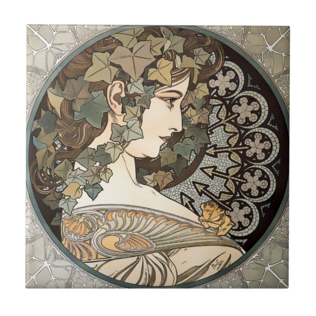 Vintage Art Nouveau Mulher de Alphonse Mucha (Frente)
