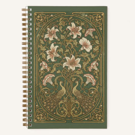 Vintage Art Nouveau Peacock & Lily Garden Journal