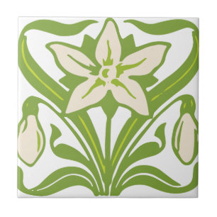 Vintage Art Nouveau snowdrop floral wallpaper