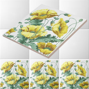 Vintage Art Nouveau Yellow Poppies Frieze Patterno