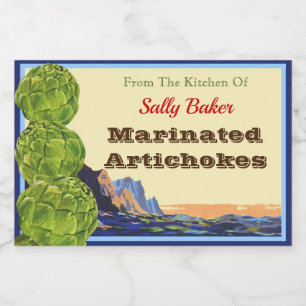 Vintage Artichokes Adesivo de receitas editável