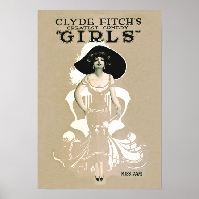 Vintage Artis Poster da Miss Pam em Raparigas (Frente)