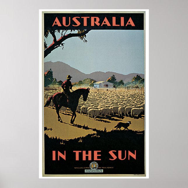 Vintage Austrália no Poster de viagens Sol (Frente)