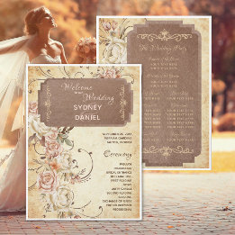 Vintage Autumn Rosa Weding Program
