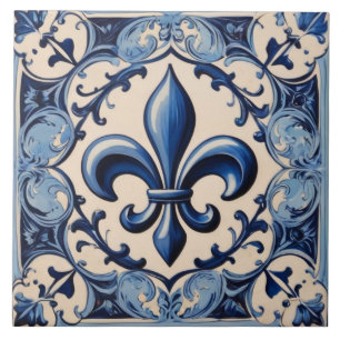 Vintage Azul Fleur de Lis