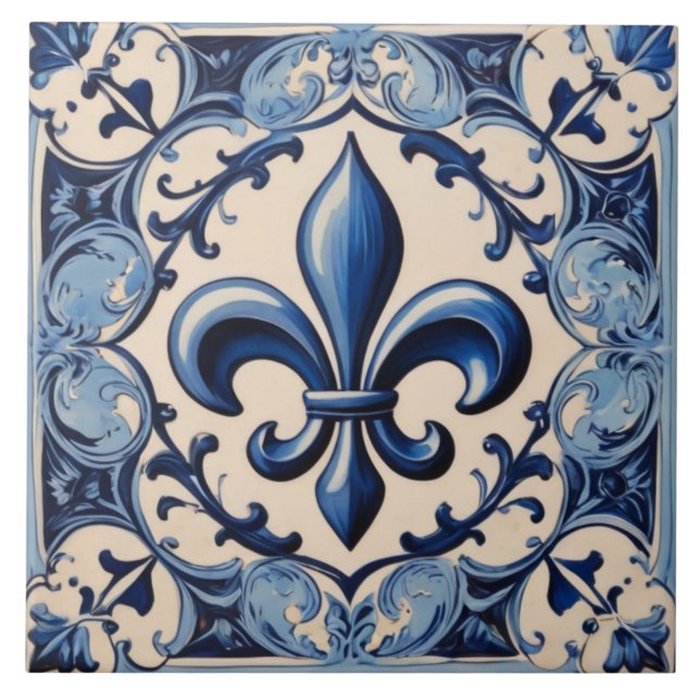 Vintage Azul Fleur de Lis (Frente)