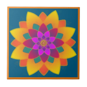 Vintage Azulejo amarelo mexicano, vermelho, laranj