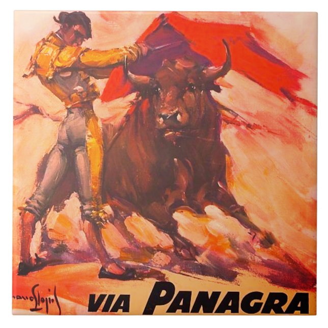 Vintage Azulejo cerâmico no Peru (Frente)